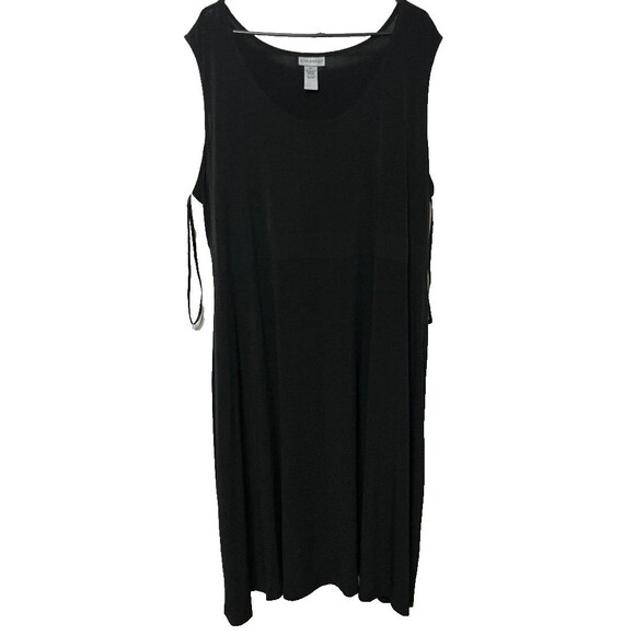 Catherine's Women's Solid Black Sleeveless Stretch Knit Midi Dress | Size 3X - Picture 2 of 7